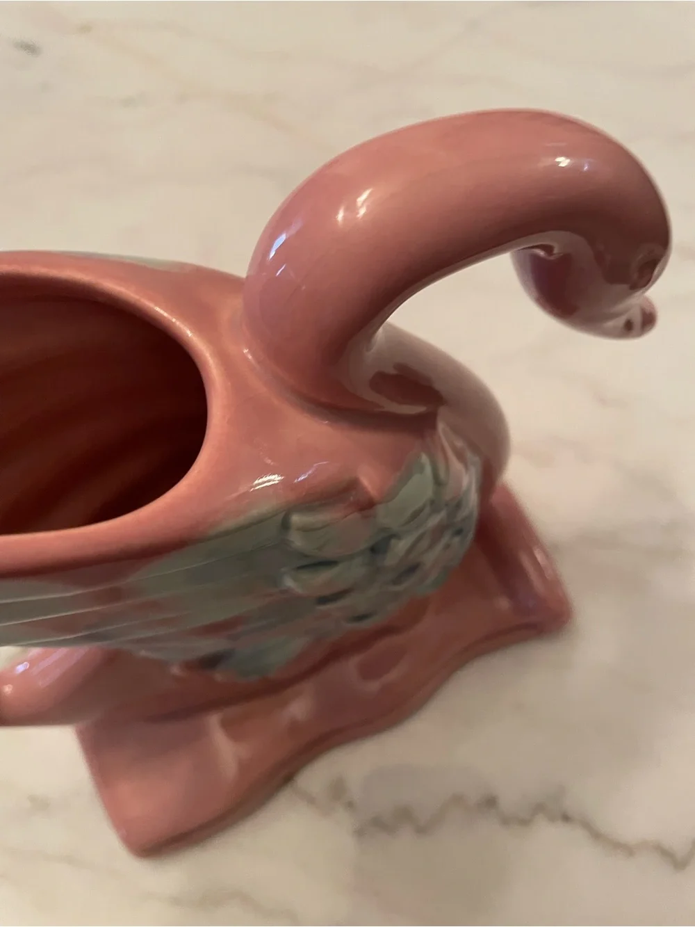 Vintage Royal Haeger R-430 Pink Blue Agate Swan Planter Vase Mid Century 1950s